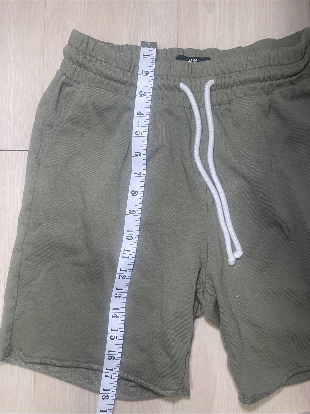 H&M Olive Green Athletic Shorts with White Drawstring - Picture 6 of 6
